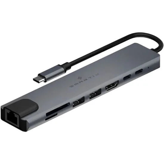 Smartix Premium 8 in 1 USB-C Hub - Grey
